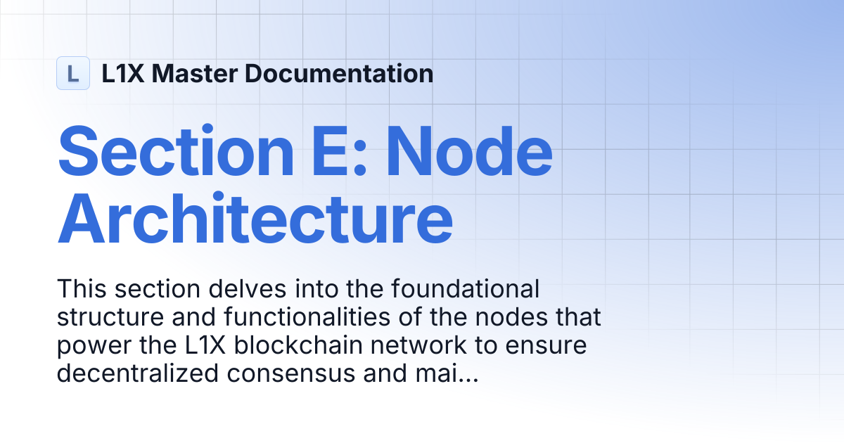Section E: Node Architecture | L1X Master Documentation